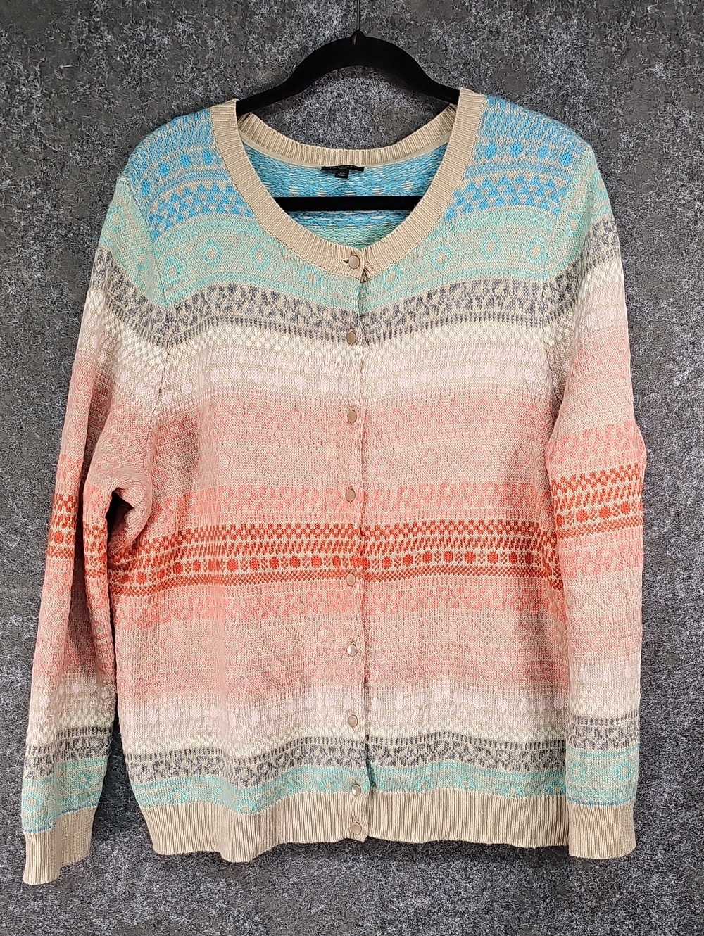 Talbots Pastel Ombre Fair Isle cardigan